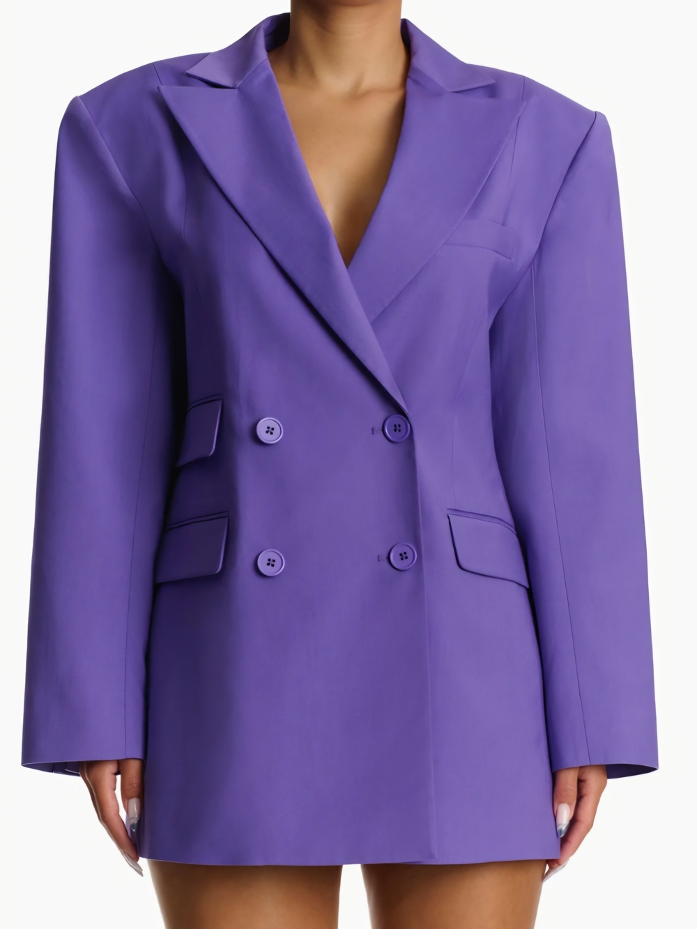 naked wardrobe Double-Breasted Lavender Purple Blazer